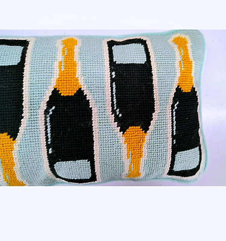New Fashionable Stylish Wine Bottle Alabama Needlepoint Wool Pillows Cover Embroidery Wholesale Alibaba