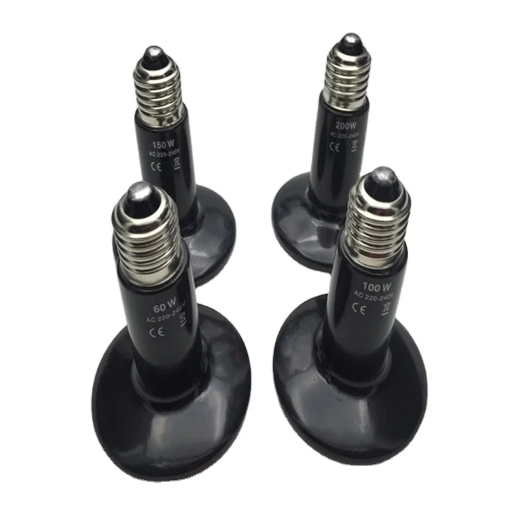 Size 65x130mm 200w Grenade Black Ceramic Heat Infrared Lamp Bulb