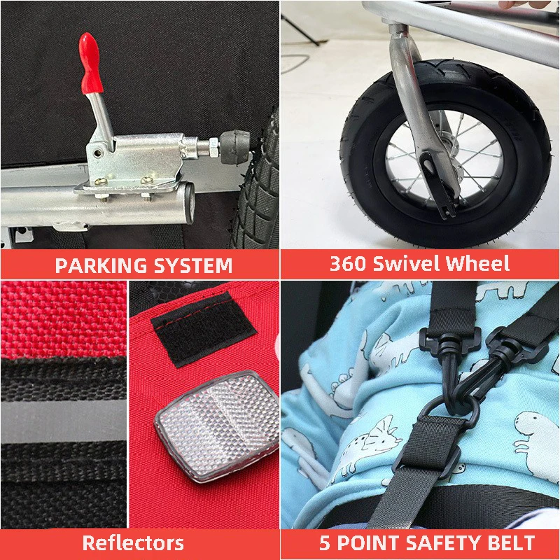 360 Swivel Wheel baby bike trailer 2-in-1 stroller Cart Bicycle Wagon Cargo Carrier with TUV and copyright