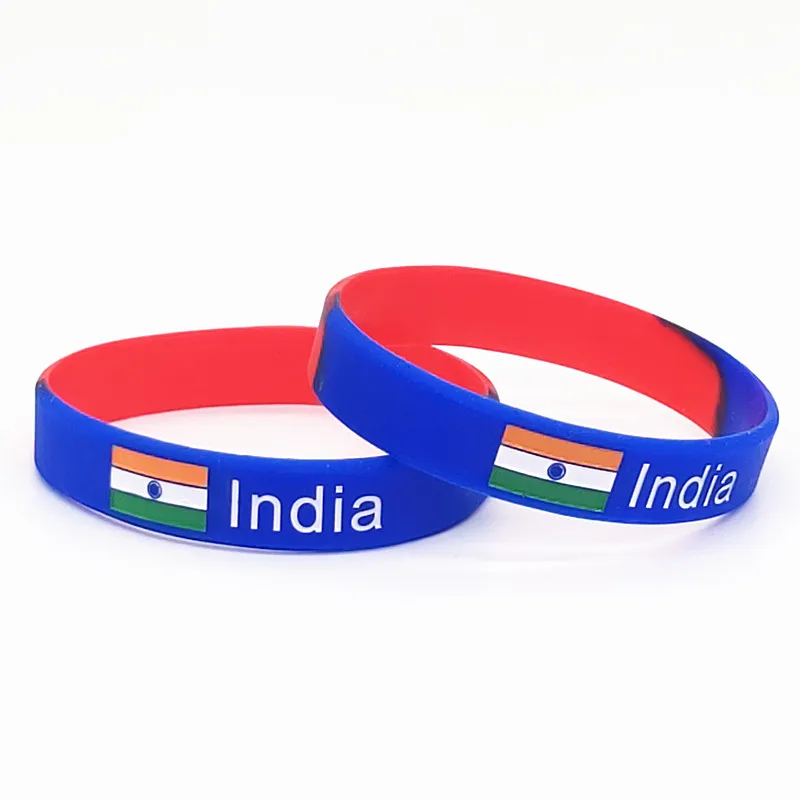 Country World Flag Engraved Bracelet Bangle Print Sports Silicone Wristband Men Women Elastic Rubber Band Bracelets