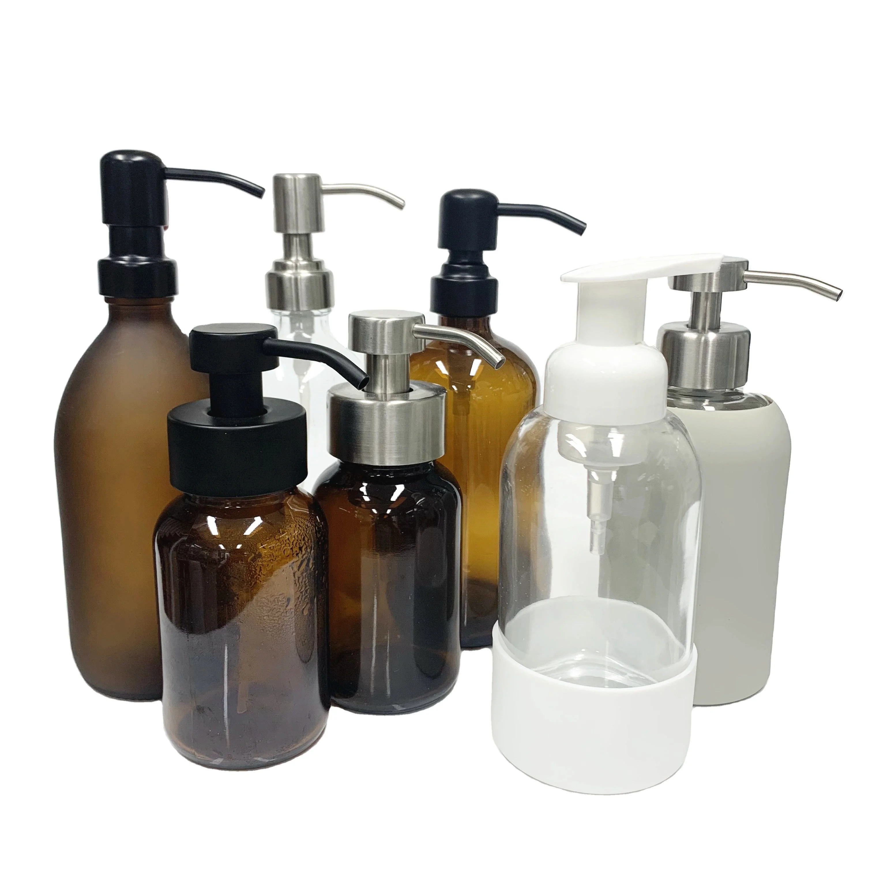 350ml clear glass foaming hand soap and dish soap glass bottle with short pump