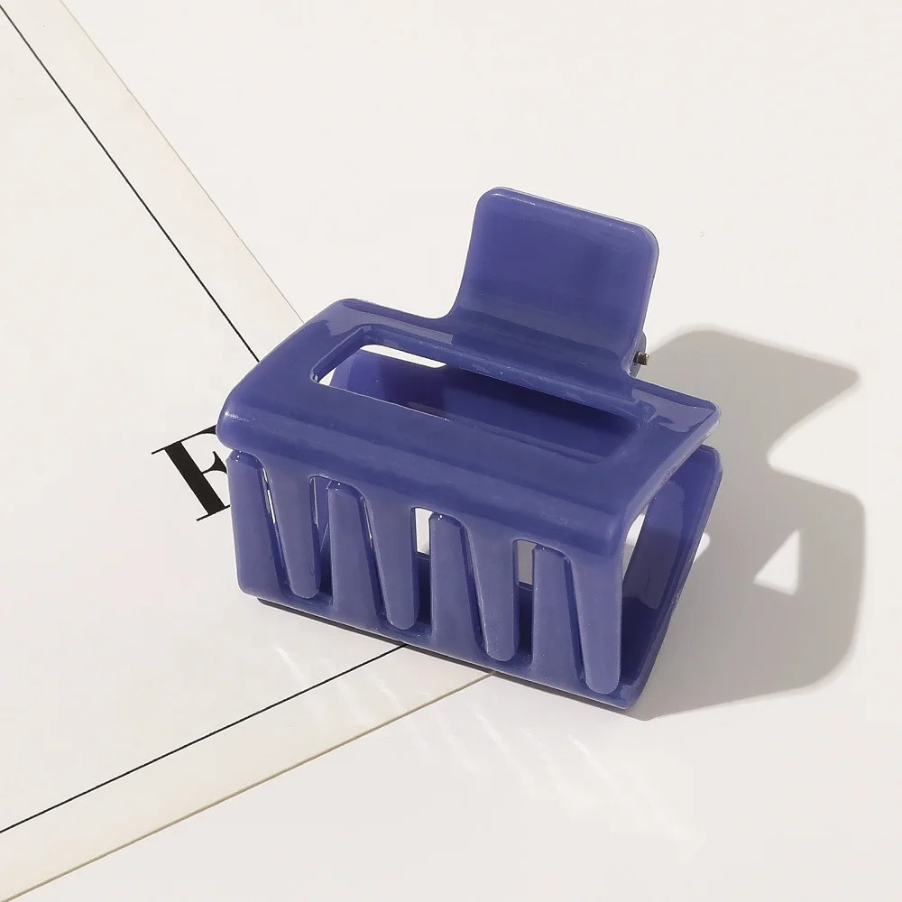 YIYI Factory wholesale cheap 5cm hollow out small hair clips classic candy color square hair claws for women girls