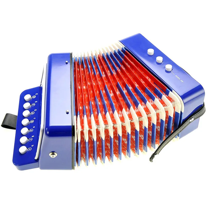 Оптовая продажа, высокое качество, логотип cutsom для раннего развития, синяя Маленькая детская кнопка, аккордеон, инструмент для музыкального обучения