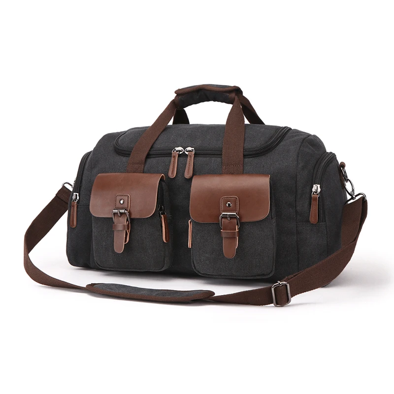 Canvas Vintage Backpack Overnight Bag Gym Men Women Luggage Crossbody Bag with Laptop Compart Travel Handbags