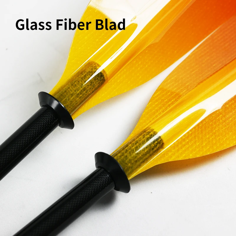 HOFi Adjustable Wing Blade Carbon Kayak Paddle Transparent Fiberglass with 3K Plain Weave Carbon Fiber round Shaft