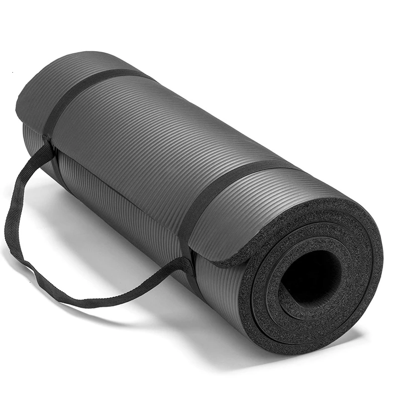 High Quality 8mm 10mm 15mm Extra Thick Non-slip Black NBR Foam Kids Yoga Mats with Strap and Bag for Gym Home Fitness