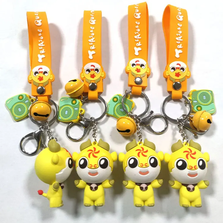 Custom 3d Silicon Keychain Promo Items Plastic Crafts Fur Keychain Anime Charm Custom