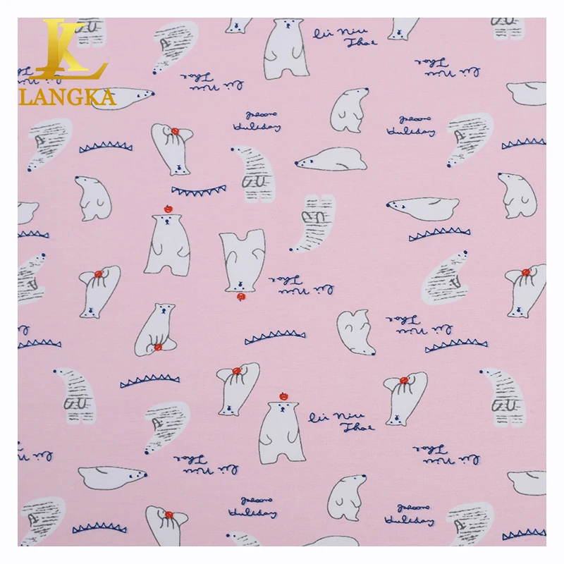 Трикотажная ткань Langka стрейчевая с цифровым принтом из хлопка для платьев и нижнего белья