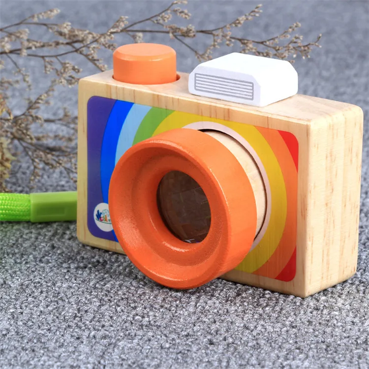 multi-prism blindfold effect Cartoon single-mirror wooden camera kaleidoscope Toy for kids Play