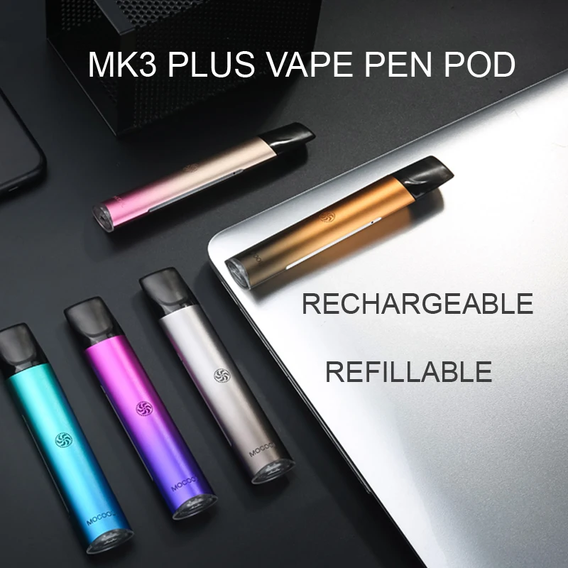 2021 New Arrival flat vape pen kit pod system ceramic coil LED BREATHING LIGHT vape pod