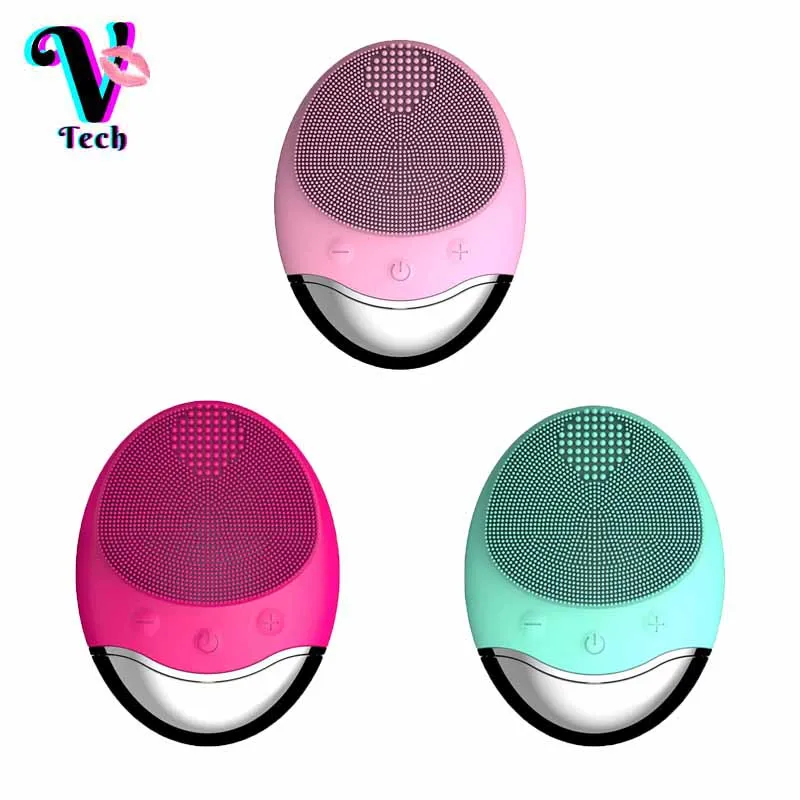 Custom Rechargeable Hand Massage Facial Cleansing Silicone Face Brush Wholesale IPX7 Waterproof