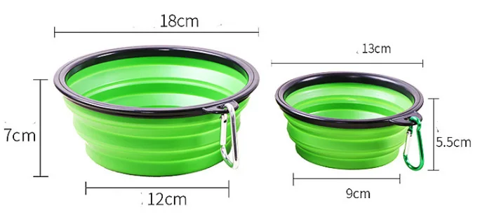 Amazon hot sale silicone folding dog food bowl portable with hook portable dog bowl