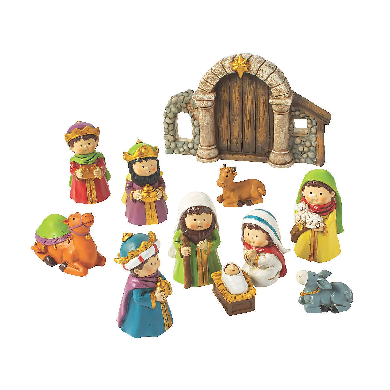 11 Pieces Polyresin Christmas Nativity Set For Christmas Decoration