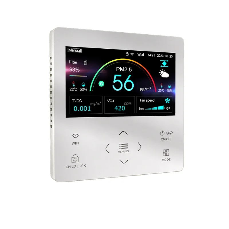 Красочный ЖК-экран voac PM2.5 температура и влажность WIFI hvac Запчасти для контроллера вентилятора