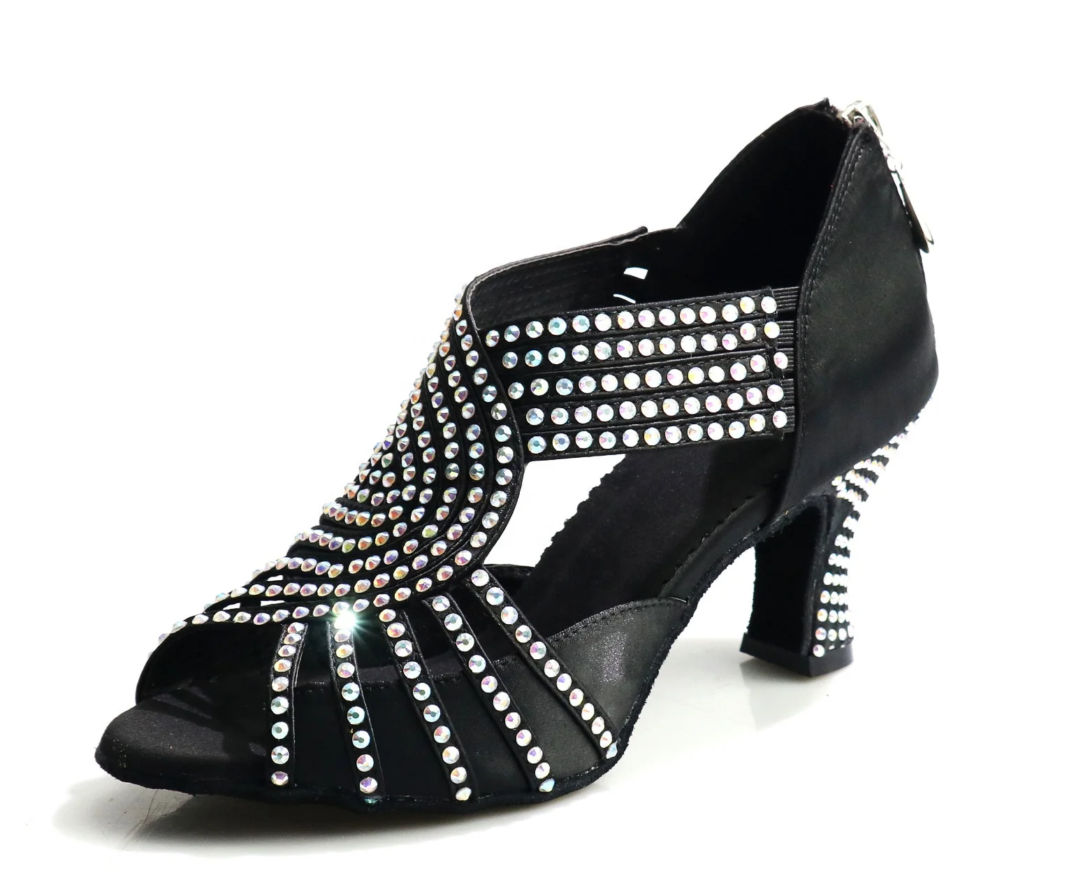 Latin Dance Shoes Tango Rumba Samba Rhinestones Ballroom Dancing Shoes Women Diamond Party Shoes Waltz Square Dance Heel