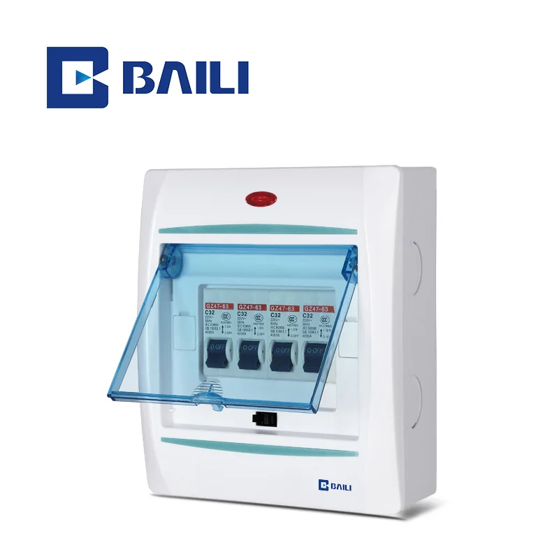 BAILI A4L 4way Surface mounting Metal base indicator light cover MCB box power protection Distribution Box