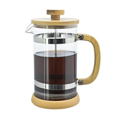 oem shenzhen wood bamboo borosilicate glass french press coffee pot cups 1000ml