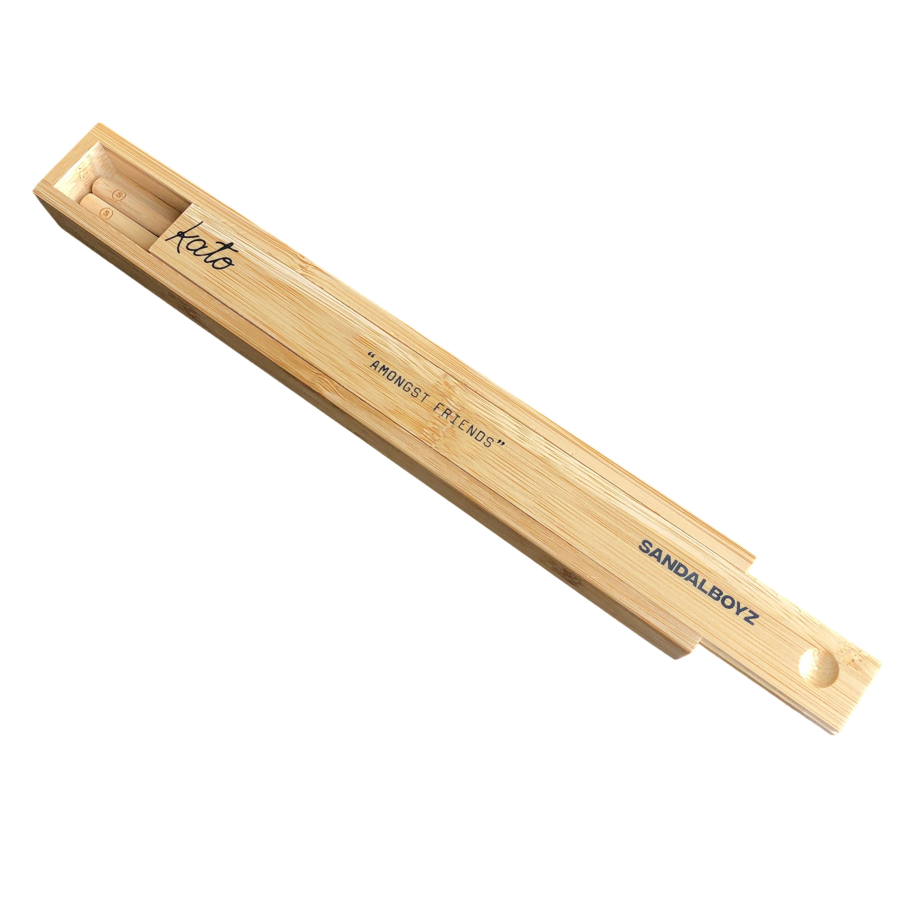 Пользовательские слайд-крышка лак бамбуковые палочки для еды подарочная упаковка для хранения деревянная коробка оптом