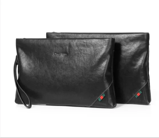 wholesale customized  big capacity British style Zipper luxury genuine leather braid casual Business  clutch bags for men male