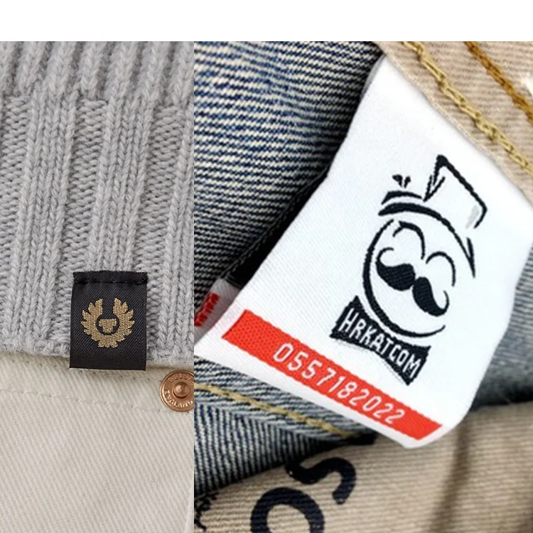 Personalized Custom Shiny Rose Gold Logo Center Folded High Quality Durable Polyester Garments Woven Size Hem Tags