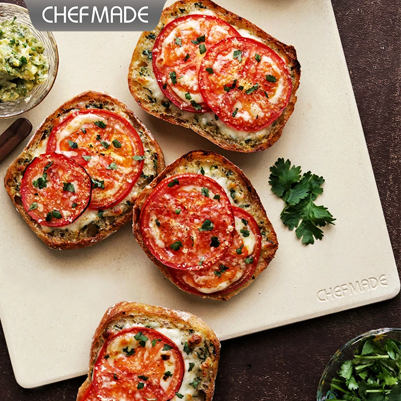 CHEFMADE Rectangular Square Round Cordierite Pizza Oven Baking Pan With Colorbox