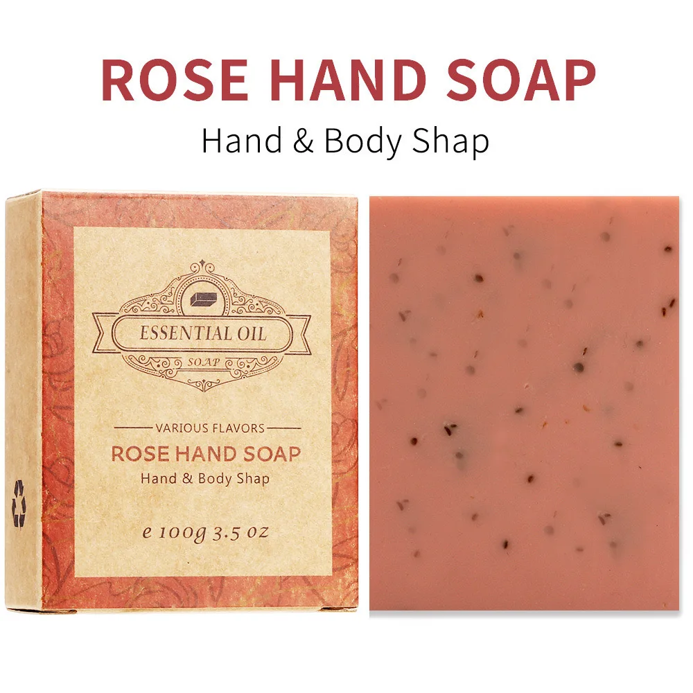 Handmade Coconut Soap Essential Oil Face Deep Clean Scrub Exfoliating Moisturizer Soap Bar Rose Kojic Lavender Acid Bath Soap
