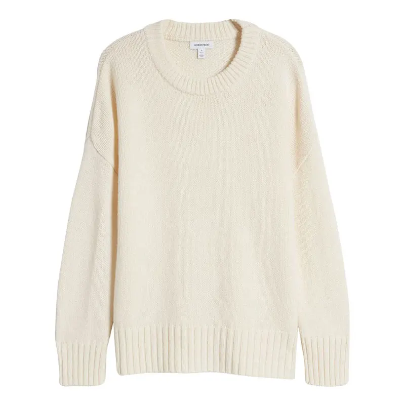 Solid Camel Winter O-Neck Simple Design Breathable Cashmere Knitwear Women Loose Sweater for Winter