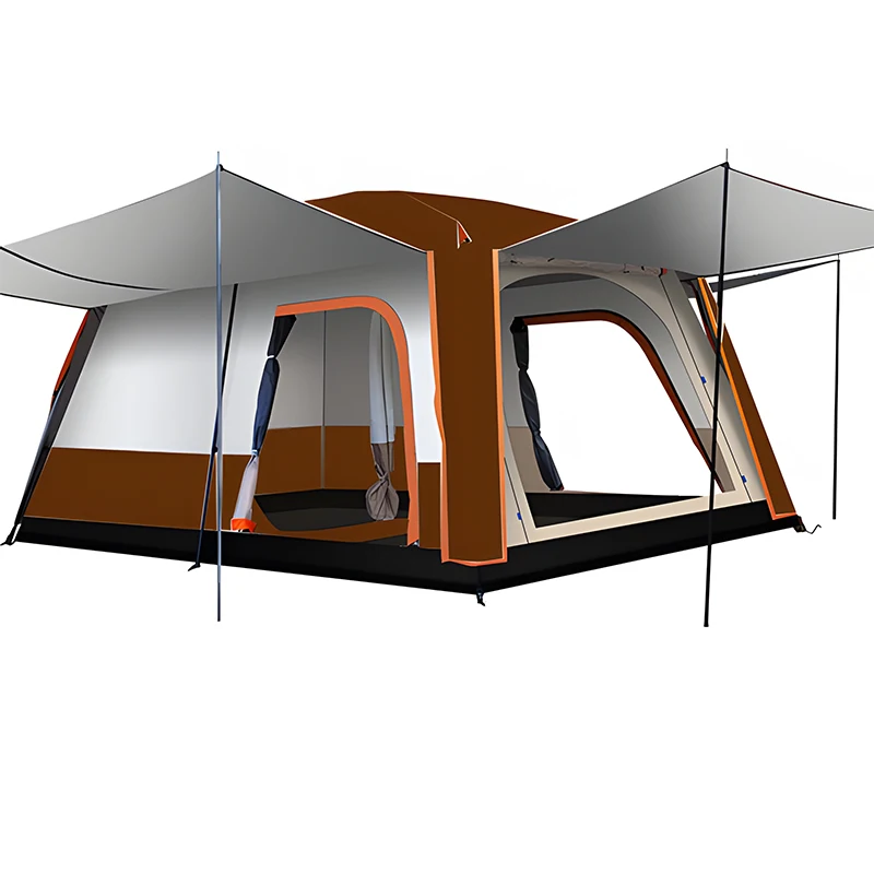 2 Rooms 1 Living Room Waterproof Extra Large Space 8 To 12 Persons Portable Family Outdoor Camping Tent