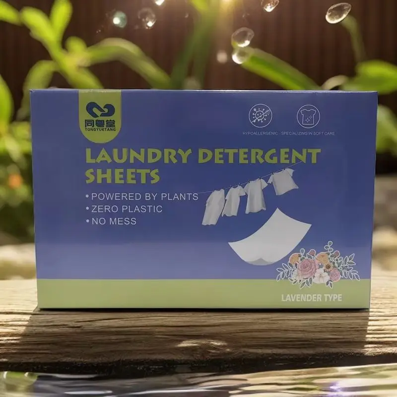 Zero Plastic Laundry Detergent Sheets Lavender Scent Eco friendly Laundry Strips Plant-derived Formula Phosphate Free