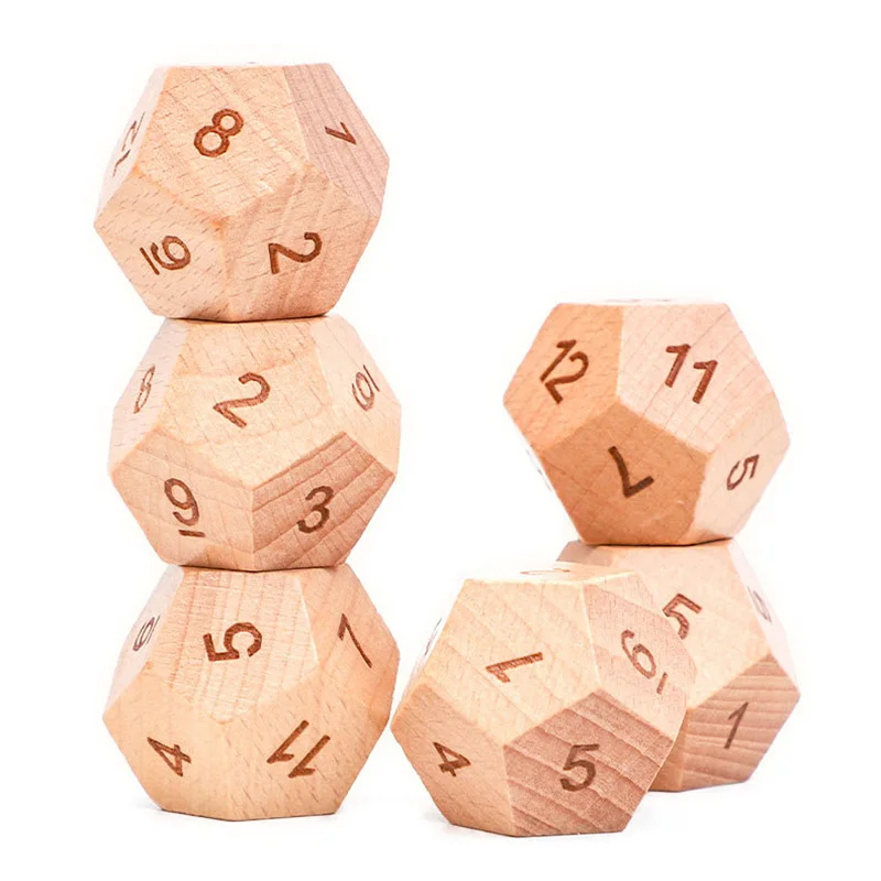 Wholesale Factory Price Custom 12 Sided Dice Dnd Rpg Games Natural Blank Wood D 20 Wooden Dice Big