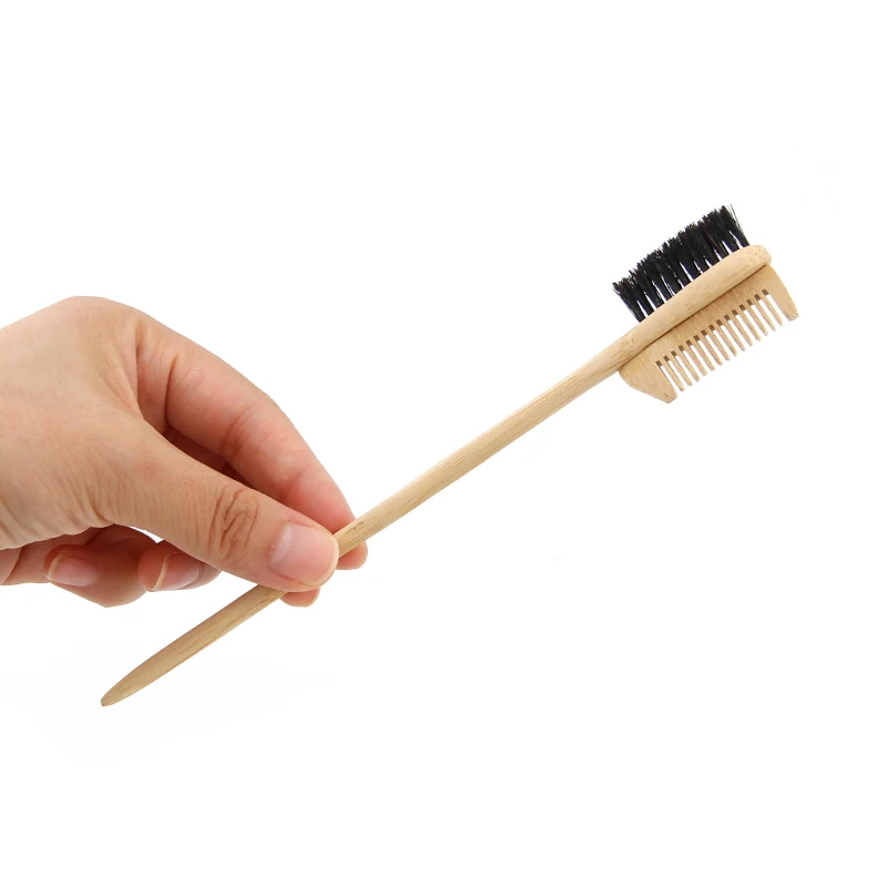 Luxury Edge Brush with Rat Tail for Hair Parting of Private Label Bamboo Boar Bristle Edge Hair Control Brush