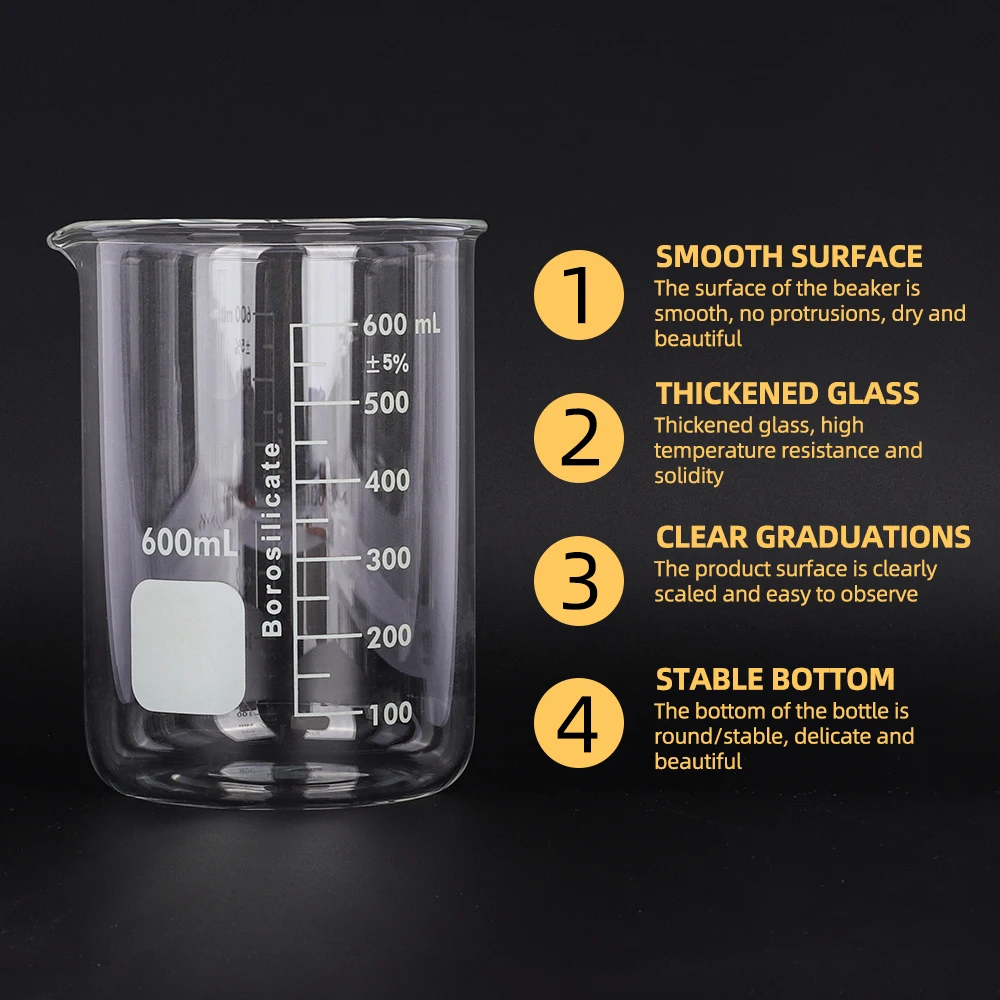 250ml 300ml 500ml 800ml 1000ml Clear Beakers Glass Beaker For Jewelry Electroplating Machine