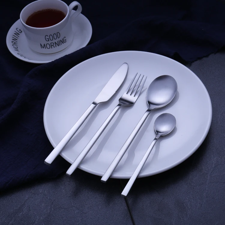 Cutlery Set Spoon Stainless Steel 18/10 Plated Flatware Metal Black Cutlery