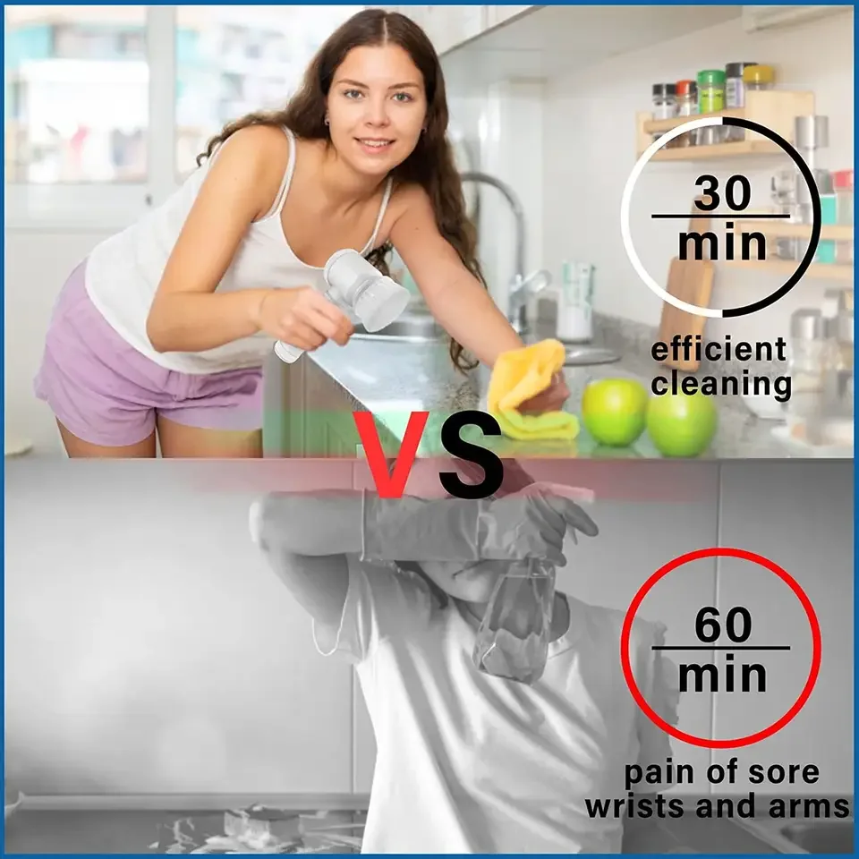 Kitchen Cleaning Tool USB 5 in 1 Cleaner Bathroom Bathtub Clean Brush Spin Scrubber Electric Cleaning Brush to Dishwashing Sink