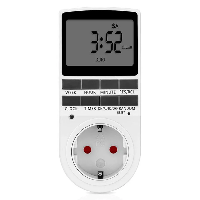 Европейский Стандартный 2-контактный штепсельный-программируемый цифровой таймер