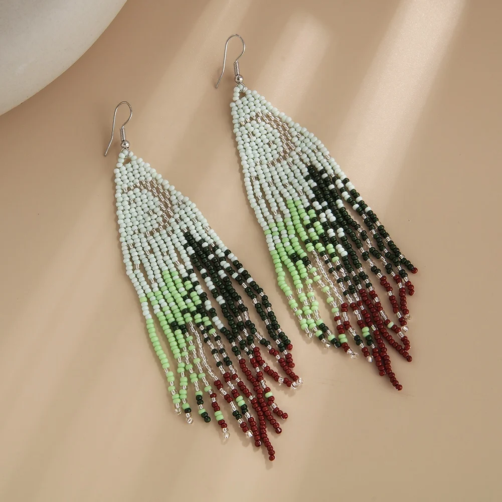 Wholesale Women Fashion Jewelry Exotic Landscape Earrings Boho Woven Seed Beads Earring For Women Jewelry
