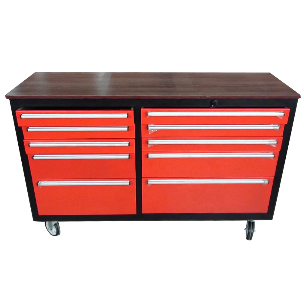 Workshop garage 10 divided drawers metal rolling tool box cabinet with wheel and handle