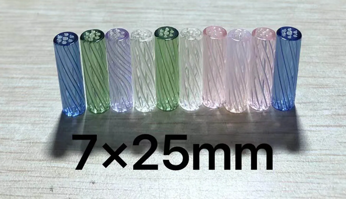 New Design 7 Holes Transparent Colored Glass Tips Spiral Filter Tips With Logo