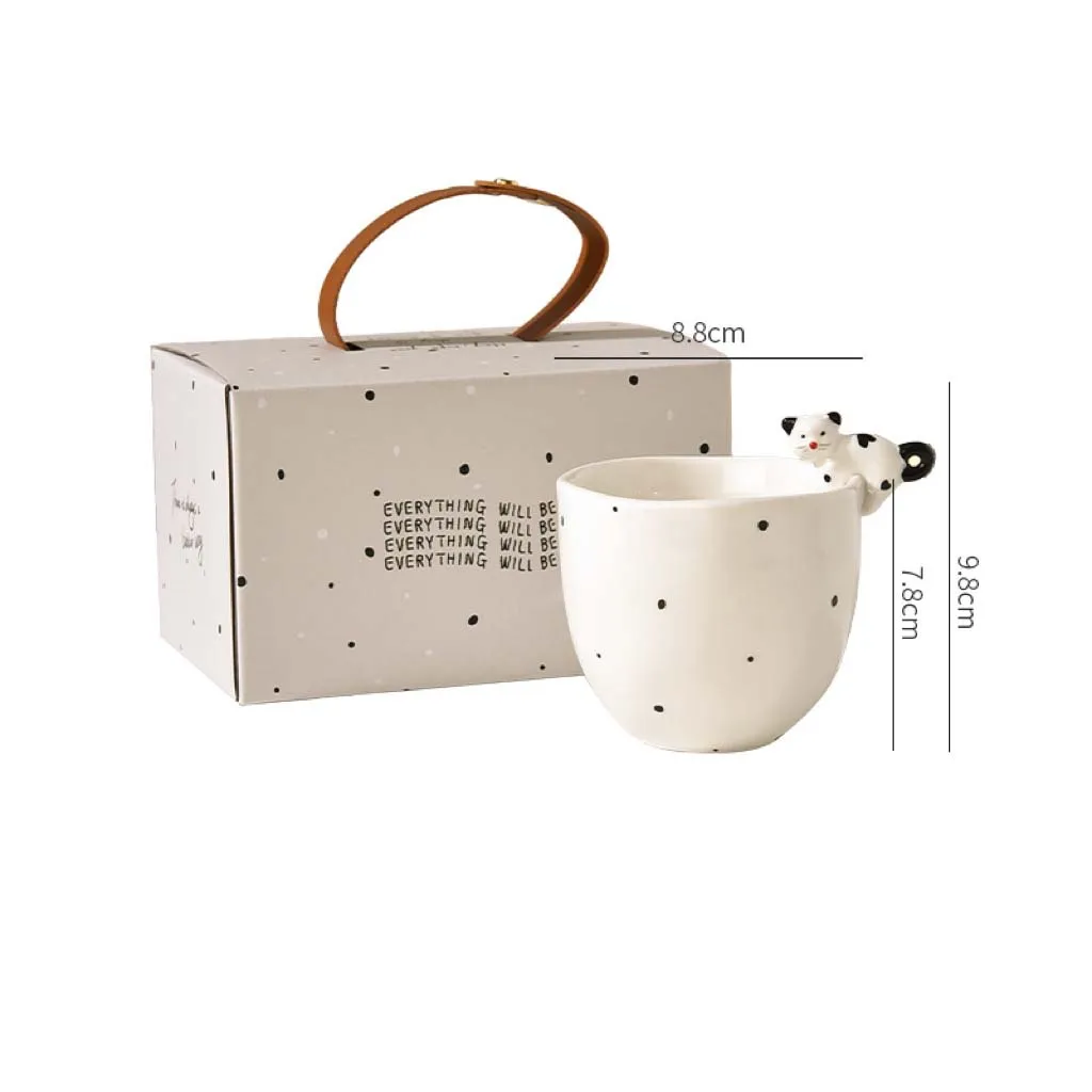 Smooth and Delicate Glaze Ceramic Coffee Mug Easy to Clean Porcelain Mug Cup Ideal Gift for Kid - Bunny,Cat,Elephant and Penguin