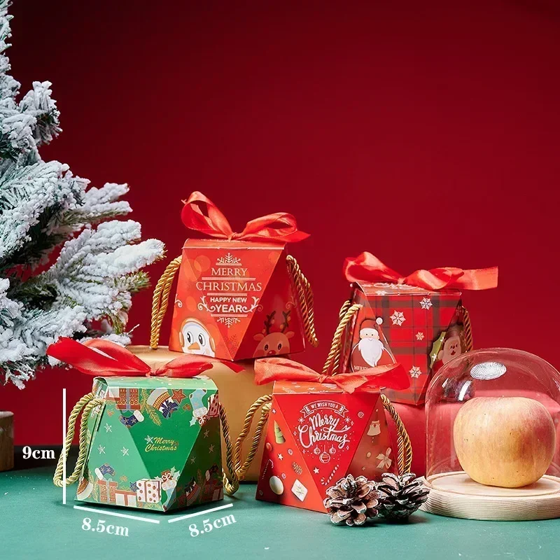 5pcs2024 New Christmas Apple Box Christmas Eve Portable Christmas Fruit Packaging Box Christmas Gift Box