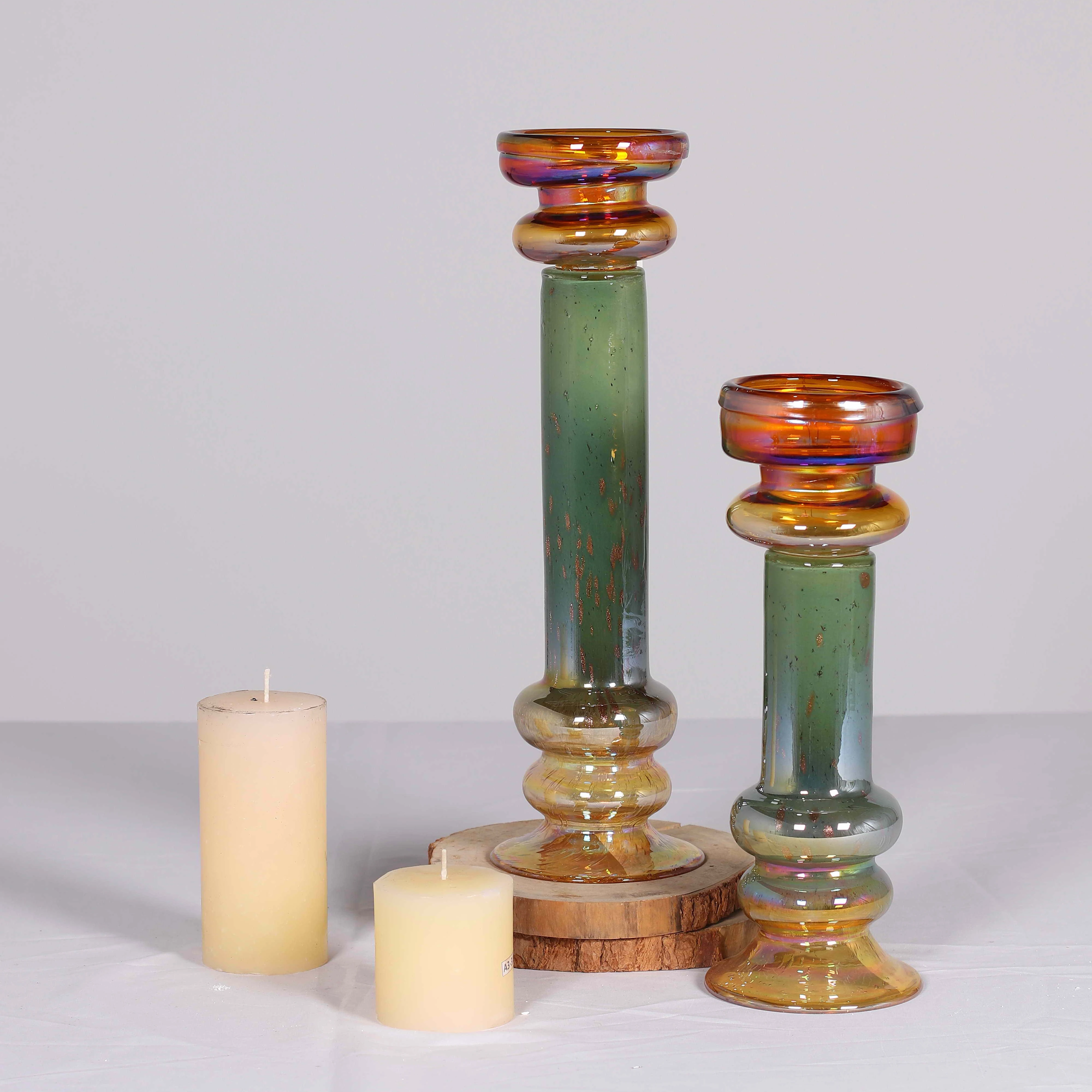Wholesale Europe style amber green candle holder for home decor wedding decorations