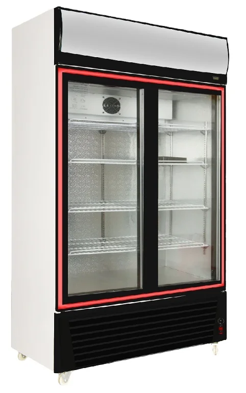 2 Doors Commercial Refrigerator upright cooler beverage freezer display cabinet