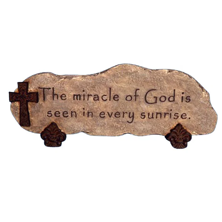 resin stone shaped grave cross with inspirational words engraved