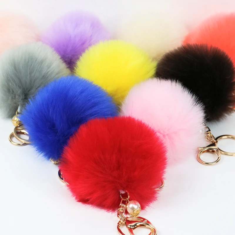 Wholesale New Arrival Promotional Cat Lipgloss Furset Pom Pom Keychain