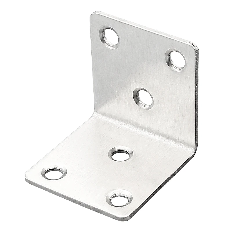 Stainless Steel Right Angle L-Shape Bracket Fastener Corner Code Fitting Connector for Wooden Shelf Furniture Hardware