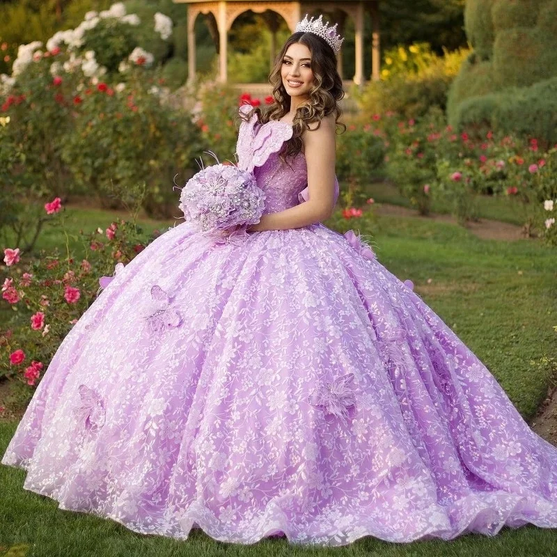Милое свадебное платье MQ111 сиреневое фиолетовое платье с бабочкой Quinceanera, кружевное бальное платье с бусинами и бантом, платья для дня рождения, платья, платья для вечеринки, платья 15
