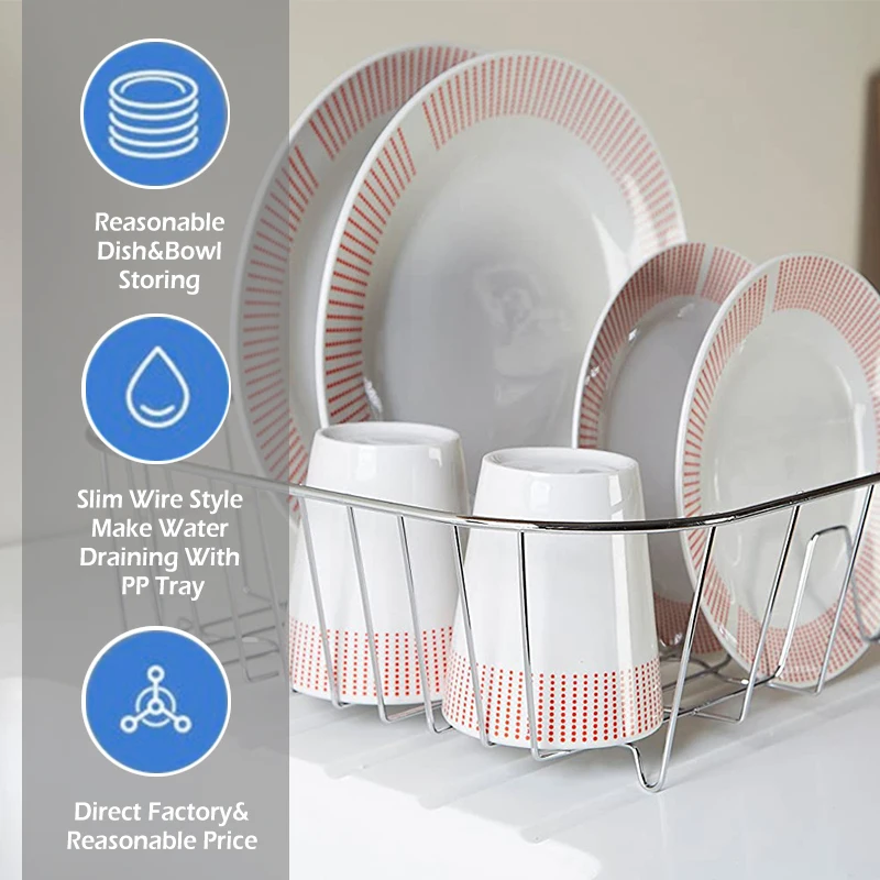 Kitchen Organizer Simple Wire Dish Dryer Drain Holder Cabinet Steel Chrome Wire Bowl Dish Drainer And Organizer