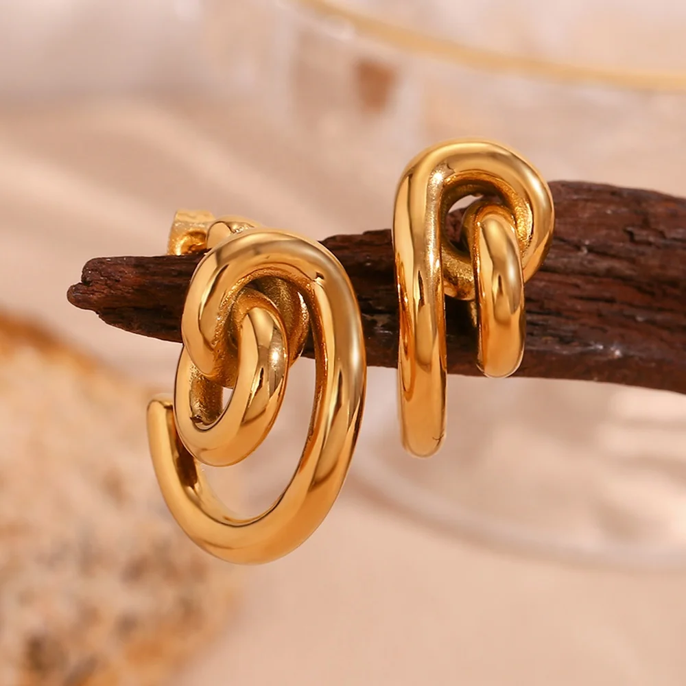 Minimalist Jewelry Statement Earring PVD Gold Plated Jewelry Stainless Steel Designer Earrings
