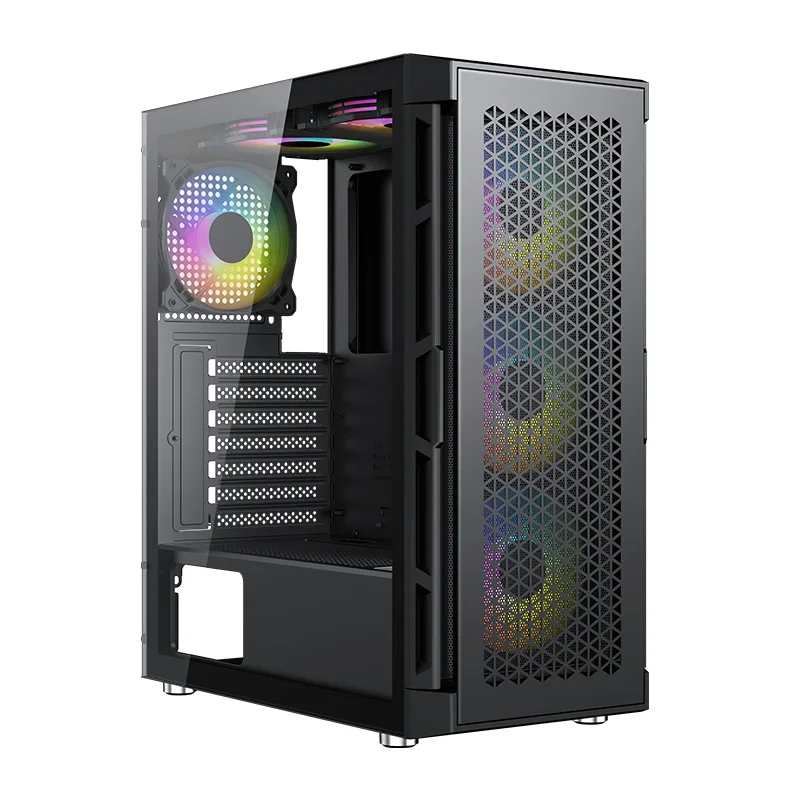 Tempered Glass Metal Mesh  Panel Case Gaming  Computer Cabinets PC Accessories & Towers PC gamer