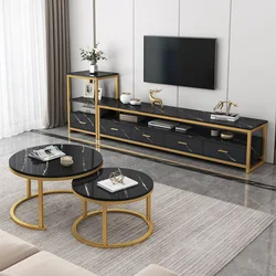 Marble telescopic coffee table with drawer small table living room coffee table TV cabinet combination